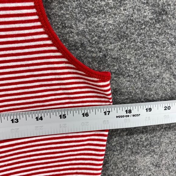 Chaps Activewear Tank Women S Small Red Striped Cotton Sleeveless Round Neck - Picture 7 of 9